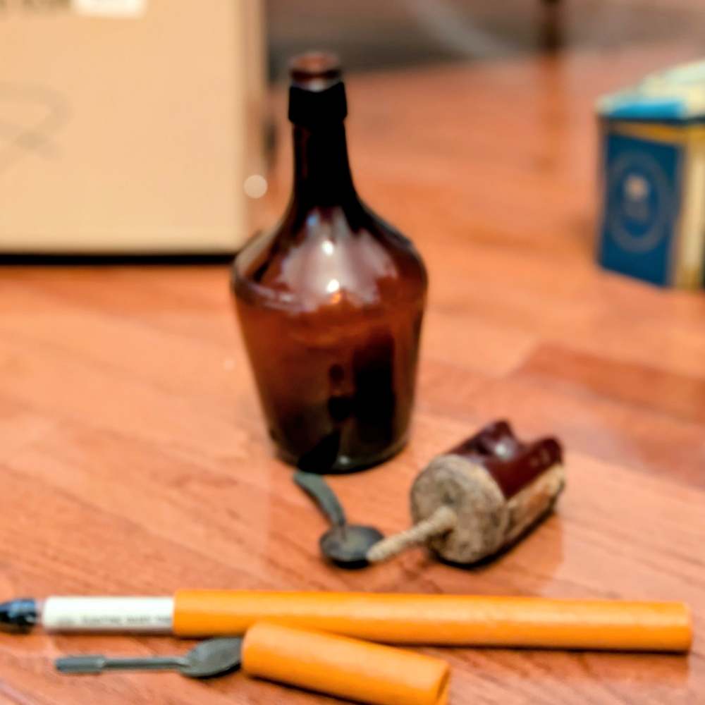 Vintage Brown Glass Bottle with Cork Stopper